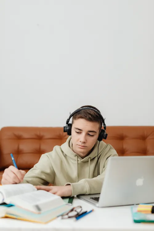 IGCSE student revising from a textbook
